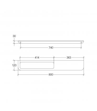 Etagere avec trou, collection beta, collection Roersa, modèle e 5169, acier inox, l. 80 cm