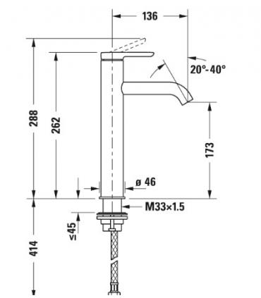 High washbasin mixer, size  L, Duravit series  C.1 without  drain