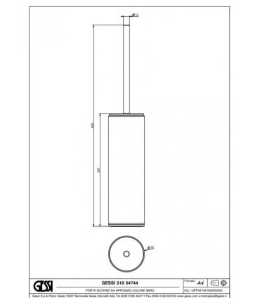 Porte-brosse WC à poser Gessi, collection Gessi316, art. 54744 noir