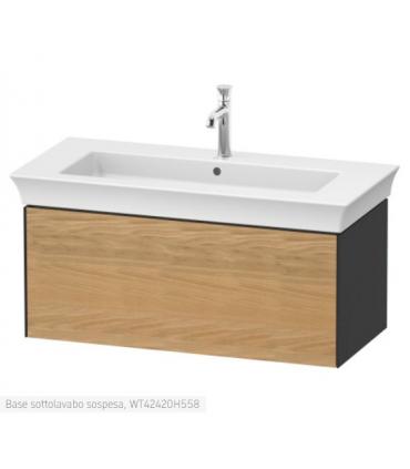 Duravit wall-hung vanity unit, White Tulip 4242 series, with front in Natural Oak