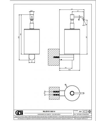 Distributeur de savon à fixation Gessi série Rilievo art. 59514 noir