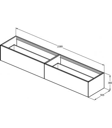 Ideal Standard veneered wall-hung washbasin cabinet without top