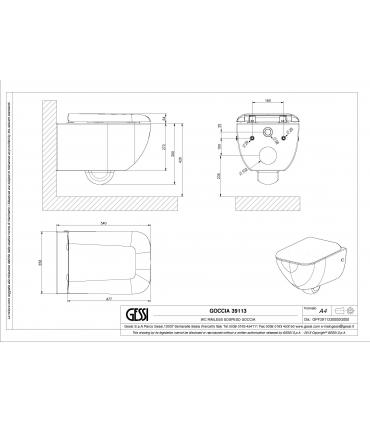 Gessi serie Goccia, Vaso sospeso, rimless, con sedile art. 39113