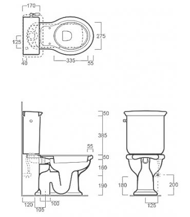 Vaso wc monoblocco scarico a pavimento, Simas Lante