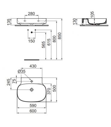 Lavabo a parete Ideal Standard Linda-X monoforo