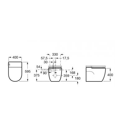 Floor standing toilet flush with the wall integrated cistern Roca In Tank Meridian