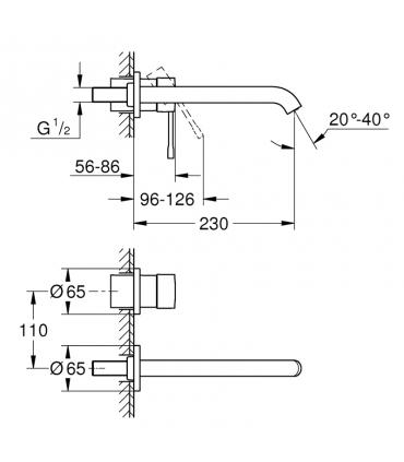 Washbasin mixer wall hung, Grohe, collection Essence