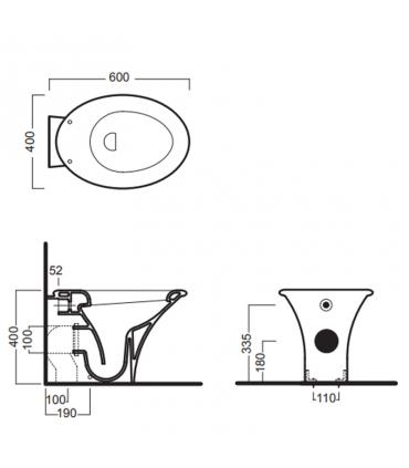 Floor standing toilet back to wall horizontal or vertical outlet HATRIA collection Sculture