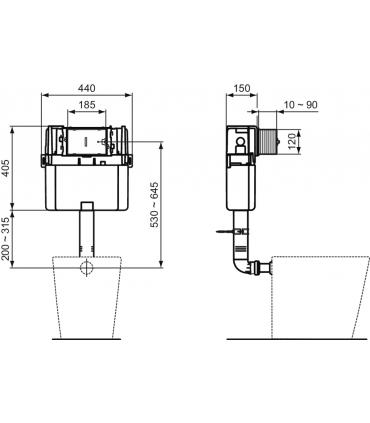 Cassetta di scarico per wc a pavimento Ideal Standard Prosys R014167