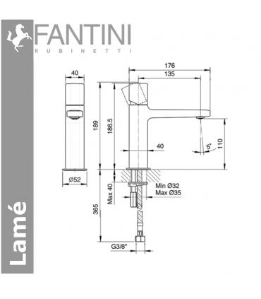 Washbasin mixer single hole Fantini collection Lame'