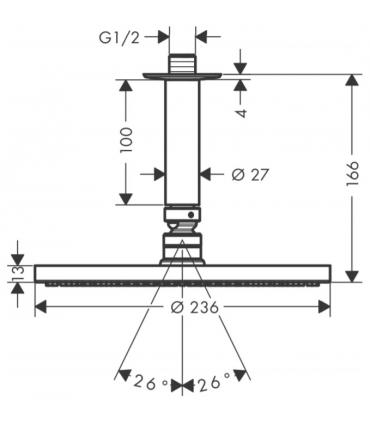 Soffione doccia con braccio a soffitto Hangrohe Raindance 27620