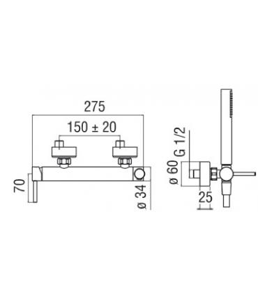 Nobili Acquerelli series external mixer with shower set