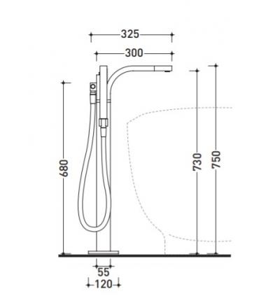 Mitigeur de bain au sol Ceramica Flaminia Si, SI2085