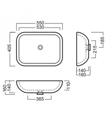 Washbasin 17:00 countertop without holes without overflow collection Happy Hour