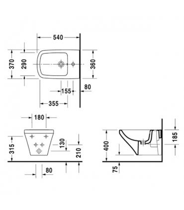 Duravit Wall mounted bidet and border  Taps,Durastyle,2287150000,white