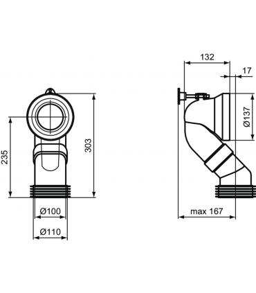 Exhaust bend from 18.5 to 20 cm Ideal Standard