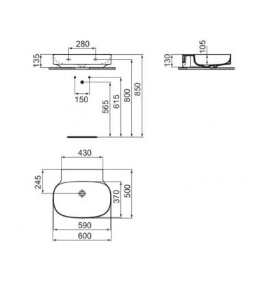 Lavabo mural sans trou Ideal Standard Linda-X