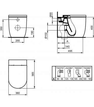 Ideal Standard Blend Curve Flush-to-wall floor-mounted WC A