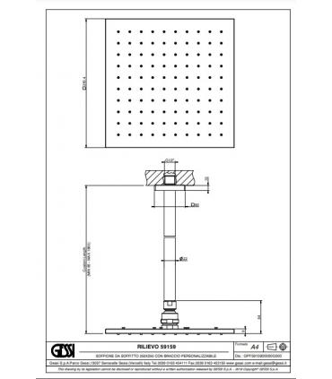 Soffione doccia da soffitto Gessi collezione Rilievo art. 59159