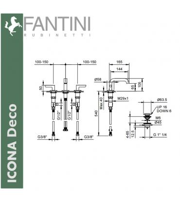 Washbasin mixer 3 holes, Fantini Icona Deco