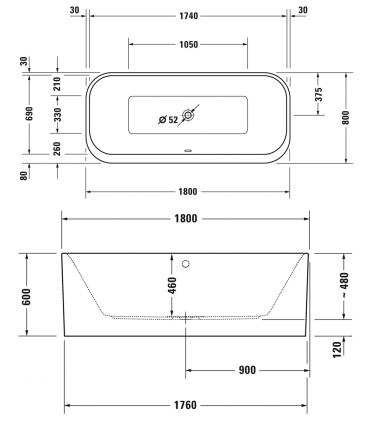 bathtub  room center  Happy D2 plus Duravit