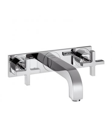 Traditional tap wall hung unique plate for washbasin Hansgrohe axor