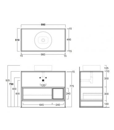 Simas Folio wall hung washbasin cabinet FOSC