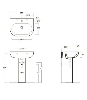 Lavabo monoforo a parete , Simas serie E-Line