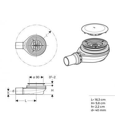 Siphon pour receveur de douche Geberit 150.583 90 mm avec bonde