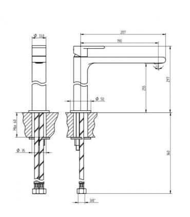 miscelatore alto per lavabo senza scarico Jeans Bellosta art.4805 1R