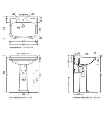 Colonna per completamento lavabo Ceramica Flaminia collezione Efi 6009