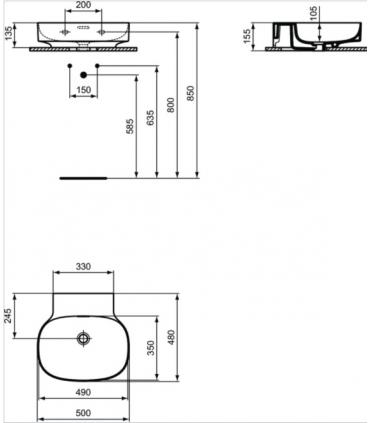 Lavabo à poser ou suspendu Ideal Standard Linda-X sans trou