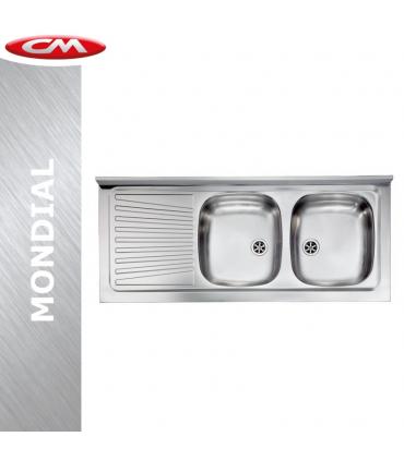 Lavello acciaio inox con 2 vasche, CM serie Mondial art.031032XCMSX monoforo