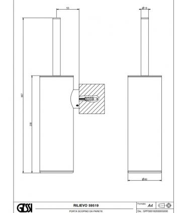 Porte-brosse WC à fixer au mur, Gessi, série Rilievo, art. 59519