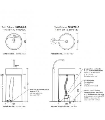 Colonna centro per lavabo Ceramica Flaminia Twin 5050/COLC