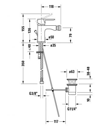 Miscelatore bidet A.1 Duravit con rompigetto snodato