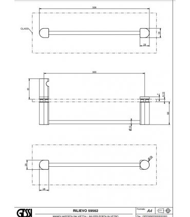 Linear towel holder Gessi Rilievo collection for glass