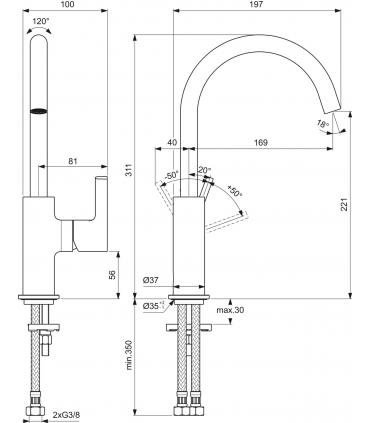 Miscelatore alto per lavabo Ideal Standard Joy art.BC778 senza scarico