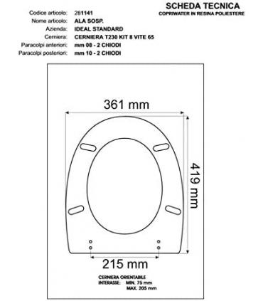 Toilet seat with normal closure Ideal Standard ala wall mounted