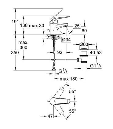 Grohe miscelatore monoforo per lavabo serie euroeco 32763 cromo.