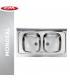 Lavello acciaio inox con 2 vasche, CM serie Mondial art.031032XCMSX monoforo