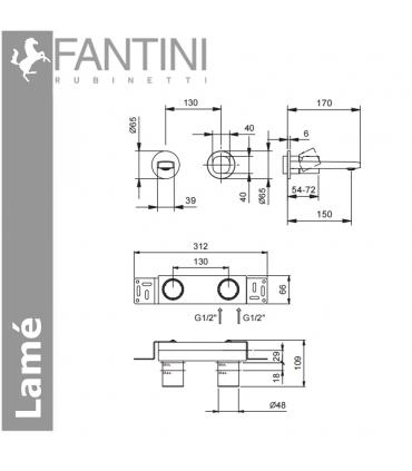 Mitigeur lavabo mural, Fantini collection Lame'