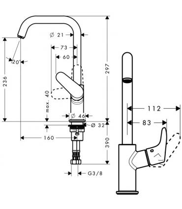 High mixer spout 240 Washbasin without drain Focus Hansgrohe