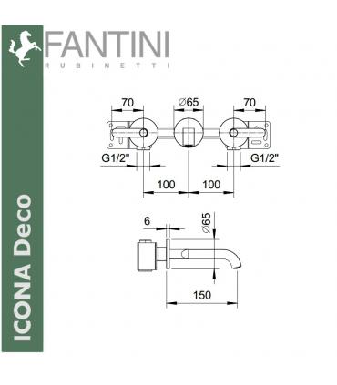 Mitigeur lavabo mural, Fantini Iaveca Deco