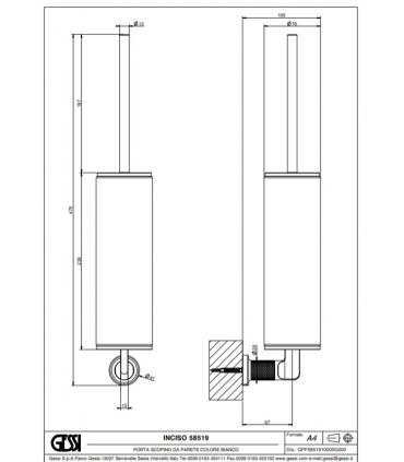 Toilet brush holder Gessi Inciso series art. 58519 white