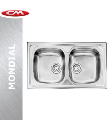 Lavello acciaio inox con 2 vasche, CM serie Mondial art.031032XCMSX monoforo