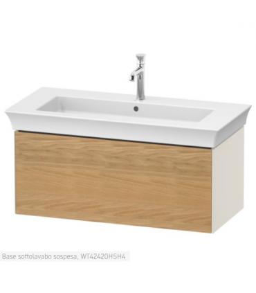 Duravit wall-hung vanity unit, White Tulip 4242 series, with front in Natural Oak