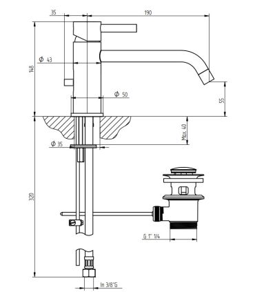 Miscelatore lavabo senza scarico Bellosta Bambu