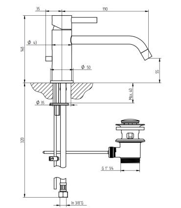 Mitigeur lavabo sans ecoulement Bellosta Bambu