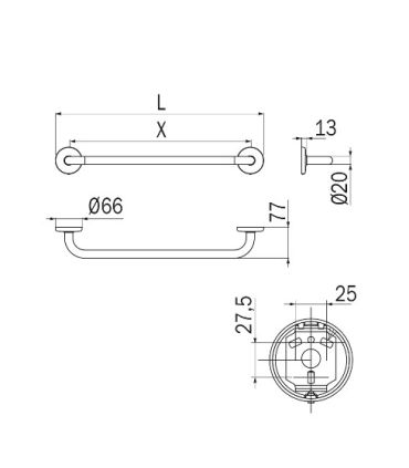 Towel rail for hotel, Inda collection Hotellerie